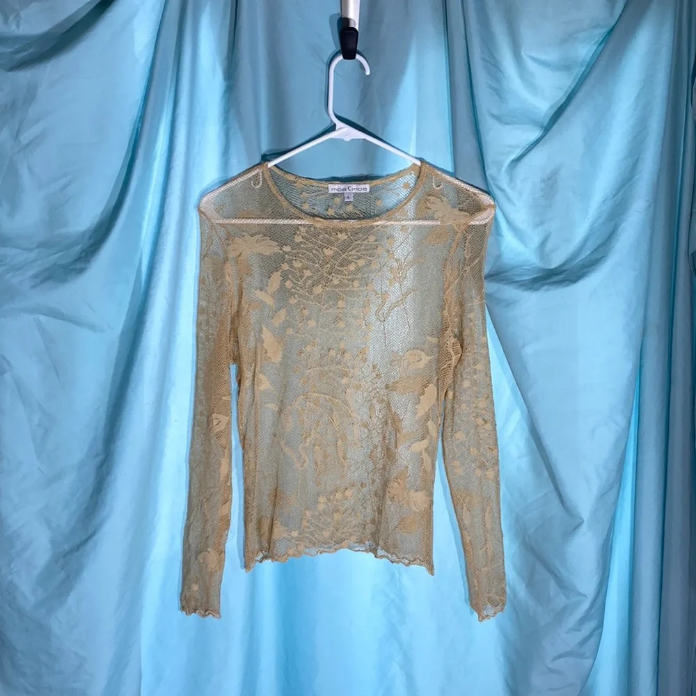 Moa Moa Gold Sheer Lace Top - Picture 1 of 2